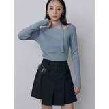 ブルー | カシュクールベルトチョーカーリブニット | MURUA