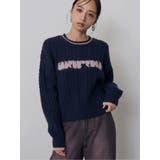 ネイビー | ケーブルシャギーロゴニット | MURUA