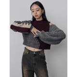 ボルドー | ラインMIXシャギーショルダーニット | MURUA