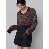 ボルドー | シャギーチェックポロニット | MURUA