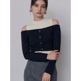 ブラック | オフショルカーデドッキングリブニット | MURUA