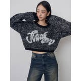 ブラック | ラメシャギーロゴニット | MURUA