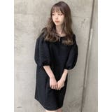 ブラック | フラワーキルティングエッグチュニック | dazzlin
