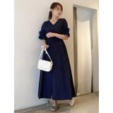 ネイビー | スリーブコットンシャツワンピース | dazzlin