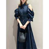 インディゴ | オープンショルダーデニムステッチワンピース | dazzlin