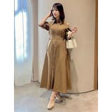 ブラウン | オープンショルダーデニムステッチワンピース | dazzlin