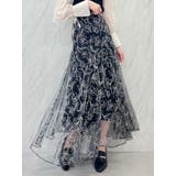 ブラック | フラワーグリッターシアースカート | dazzlin