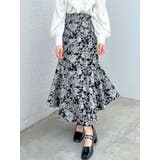 ブラック | セミフレアラインジャカードスカート | dazzlin