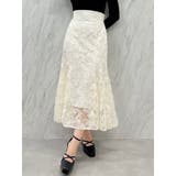 オフホワイト | リーフフラワーレーススカート | dazzlin