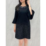 ブラック | ジャカード切替サックワンピース | dazzlin