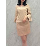 ベージュ | ジャカード切替サックワンピース | dazzlin