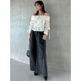 キャンディースリーブオフショルシャツブラウス | dazzlin | 詳細画像16 