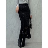 ブラック | スパンコールレースマーメイドスカート | dazzlin