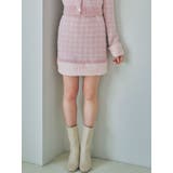 ピンク | 【原かれんコラボ】裾エコファーニットツイードミニスカート | dazzlin