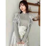 グレー | フロントホック長袖フリルトップス | dazzlin