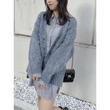 ネイビー | ボリュームシャギーミドルカーディガン | dazzlin