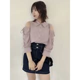パープル | シアーシャツドッキングTOPS | dazzlin