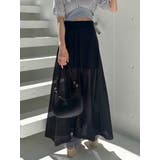 ブラック | シアーニットフレアスカート | dazzlin