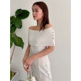 オフホワイト | クロップドオフショルニットプルオーバー | dazzlin