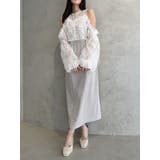 ベージュ | コルセットチュールビスチェ付カットワンピース | dazzlin