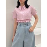 ピンク | リボンスリーブショートシャツ | dazzlin
