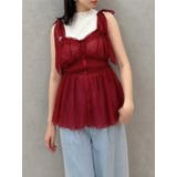 レッド | ショルダーリボンチュールペプラムビスチェ | dazzlin