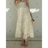 アイボリー | シアーチェックセミフレアースカート | dazzlin