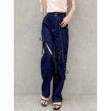 インディゴ | スリットリボンデニムパンツ | dazzlin