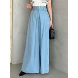 ブルー | センターパーツホックワイドパンツ | dazzlin