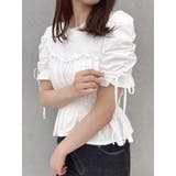 オフホワイト | フリルギャザーデザインTシャツ | dazzlin