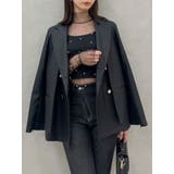 ブラック | 【SETUP】ダブルボタンケープテーラードジャケット※セットアップ対応 | dazzlin