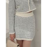 ブルー | 【SETUP】ツイードライクニットミニスカート※セットアップ対応 | dazzlin