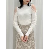 ショルダーオープンチュールギャザーニット | dazzlin | 詳細画像1