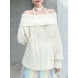 ワッフルオフショルコサージュニット | dazzlin | 詳細画像1