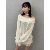 ワッフルオフショルコサージュニット | dazzlin | 詳細画像25