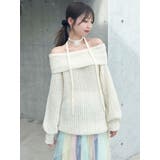 ワッフルオフショルコサージュニット | dazzlin | 詳細画像3