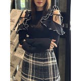 ブラック | ショルダーオープンフリルニット | dazzlin
