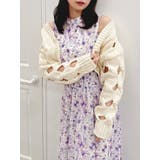 オフホワイト | スリットケーブルニットカーディガン | dazzlin