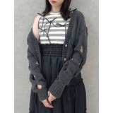 ブラック | スリットケーブルニットカーディガン | dazzlin