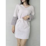 グレー | ボリュームファースリーブビットミニワンピース | dazzlin