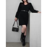 ブラック | ボリュームファースリーブビットミニワンピース | dazzlin