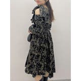 ブラック | リボンショルダーアシンメトリーワンピース | dazzlin