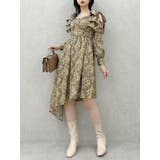 カーキ | リボンショルダーアシンメトリーワンピース | dazzlin