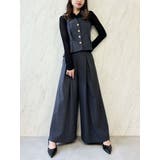 チャコールグレー | フロントタックフレアーパンツ | dazzlin