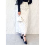 オフホワイト | フェザーライクレースIラインスカート | dazzlin