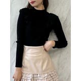 ブラック | バックオープンフリルニットプルオーバー | dazzlin