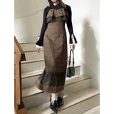 ブラウン | レースヘムキャミワンピース | dazzlin