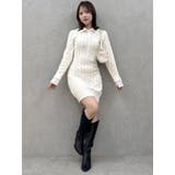 シャツレイヤードケーブルニットワンピース | dazzlin | 詳細画像13 