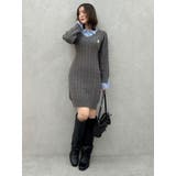 シャツレイヤードケーブルニットワンピース | dazzlin | 詳細画像2 