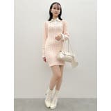 シャツレイヤードケーブルニットワンピース | dazzlin | 詳細画像3 